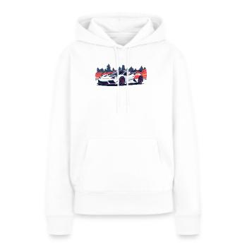 Supercar de course avec un accent rouge - Sweat à capuche Premium bio Femme - blanc - Devant - Julia (174cm)