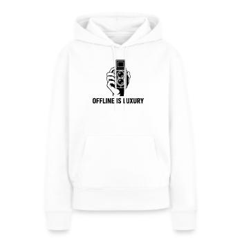 Hors ligne, c’est un linogravure de luxe pour appareil photo vintage - Sweat à capuche Premium bio Femme - blanc - Devant - Julia (174cm)