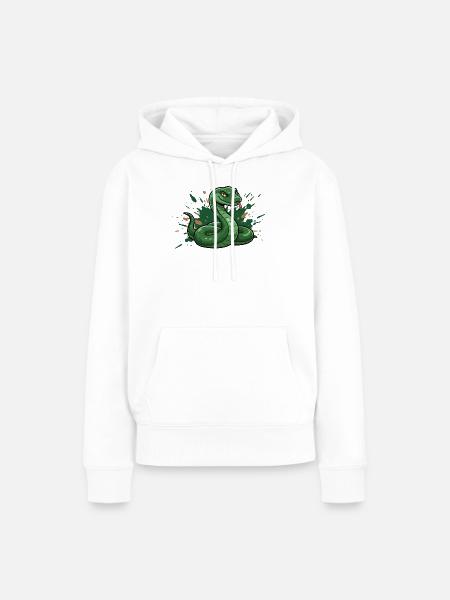 Grüne Comic-Schlange mit Spritz-Splash - Frauen Premium Bio Hoodie - Weiß