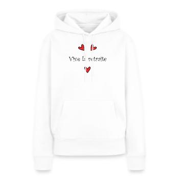 RETRAITE. RETRAITE. RETRAITEE. RETRAITE - Sweat à capuche Premium bio Femme - blanc - Devant - Julia (174cm)