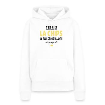 T'es pas la chips la plus croustillante - Sweat à capuche Premium bio Femme - blanc - Devant - Julia (174cm)