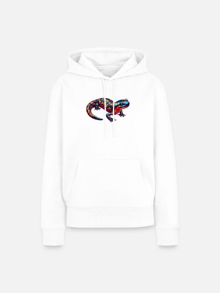 Neon Salamander Kaleidoskop - Frauen Premium Bio Hoodie - Weiß