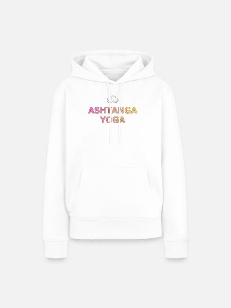 Ashtanga Yoga Gradient Schrift - Frauen Premium Bio Hoodie - Weiß