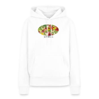 Wildbloom - Fragment coloré de prairie d’échinacée - Sweat à capuche Premium bio Femme - blanc - Devant - Julia (174cm)