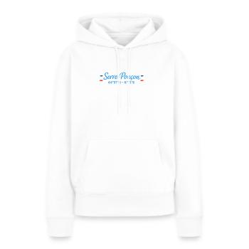 Serre Poncon Coordonnées Lac - Sweat à capuche Premium bio Femme - blanc - Devant - Julia (174cm)