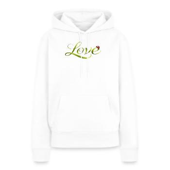 Love Schrift aus Grashalm mit Marienkäfer - Frauen Premium Bio Hoodie - Weiß - Vorne - Julia (174cm)