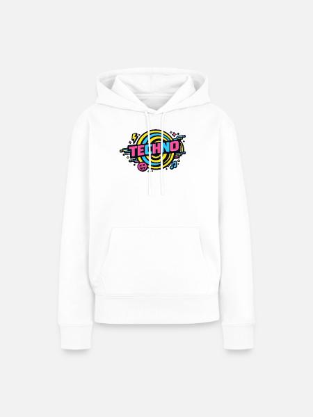 Techno Neon Retro Kreis - Frauen Premium Bio Hoodie - Weiß