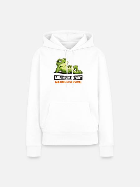 Frog Chill: Minimaler Aufwand - Frauen Premium Bio Hoodie - Weiß