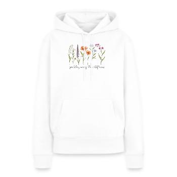 Art en ligne minimaliste de fleurs sauvages - élégant - Sweat à capuche Premium bio Femme - blanc - Devant - Julia (174cm)