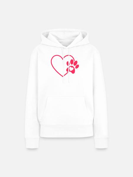 Herzpfoten Pfote Liebe - Frauen Premium Bio Hoodie - Weiß