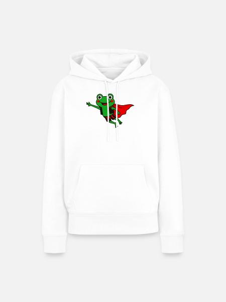 Froschheld im Cape - Frauen Premium Bio Hoodie - Weiß