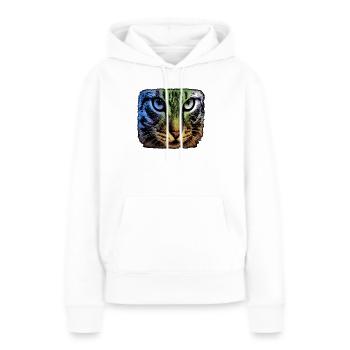 Regenbogenkatze Blick - Frauen Premium Bio Hoodie - Weiß - Vorne - Julia (174cm)