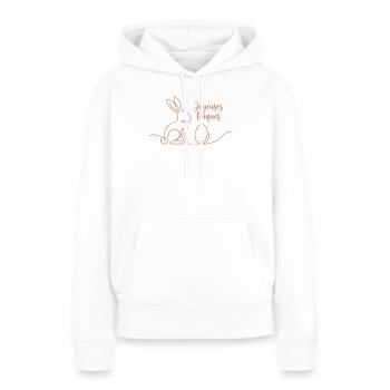 Joyeuses Pâques,Süßes Hasen Oster Shirt, Hoodie - Frauen Premium Bio Hoodie - Weiß - Vorne - Julia (174cm)