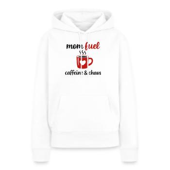 Maman Fuel – Caféine & Chaos Fête des Mères - Sweat à capuche Premium bio Femme - blanc - Devant - Julia (174cm)