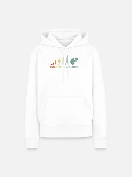 Klempner Evolution - Frauen Premium Bio Hoodie - Weiß