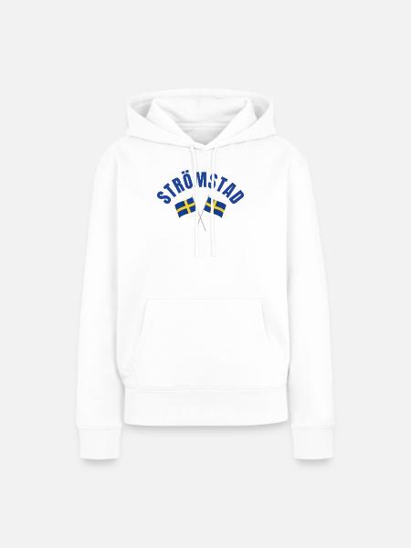 Schwedische Strömstad-Flaggen in Kreuzen - Frauen Premium Bio Hoodie - Weiß