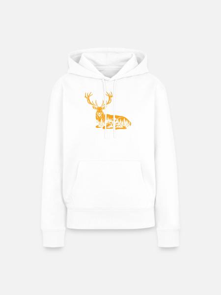 Hirsch - Frauen Premium Bio Hoodie - Weiß