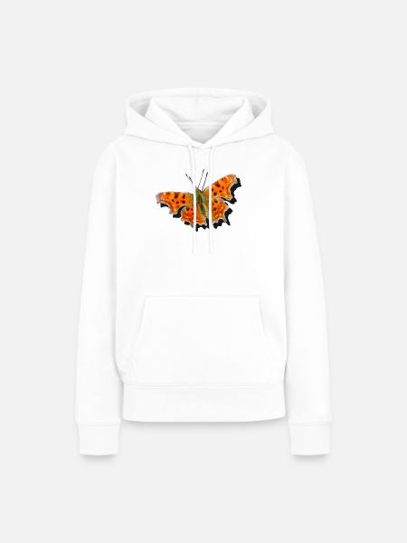 Orange Schmetterling C-Falter - Frauen Premium Bio Hoodie - Weiß