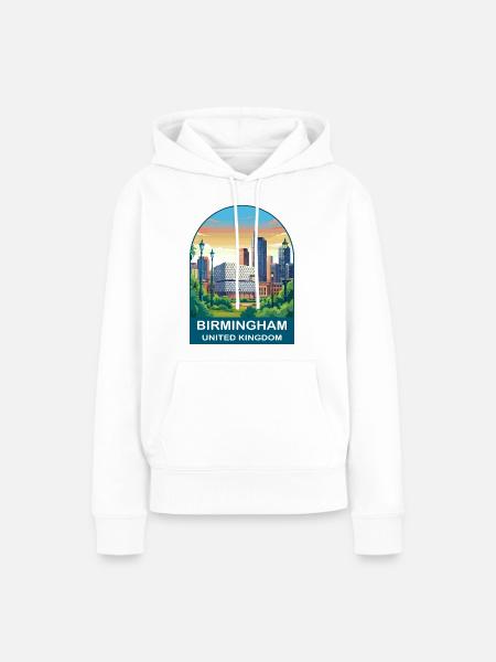 Birmingham Skyline UK Stadtillustration - Frauen Premium Bio Hoodie - Weiß