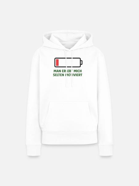 Batterie leer Motivation rar - Frauen Premium Bio Hoodie - Weiß