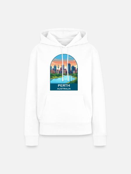 Perth, Australien Swan River Reiseplakat-Kunst - Frauen Premium Bio Hoodie - Weiß