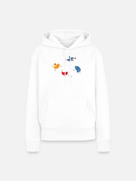 Vögel mit Herzen - Frauen Premium Bio Hoodie - Weiß
