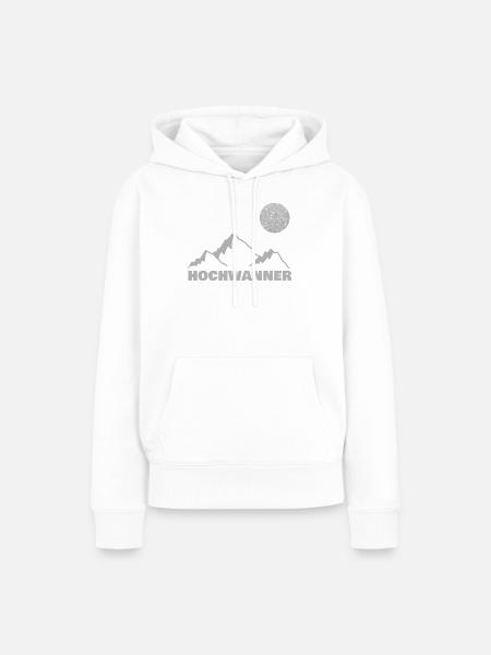 Hochwanner Bergsilhouette Mond - Frauen Premium Bio Hoodie - Weiß
