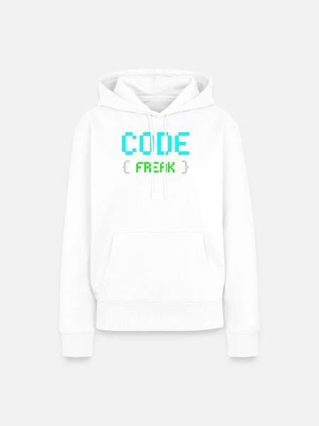 Pixel Code Freak Neon Tee - Frauen Premium Bio Hoodie - Weiß