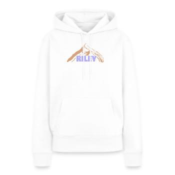 Riley amusant - Sweat à capuche Premium bio Femme - blanc - Devant - Julia (174cm)