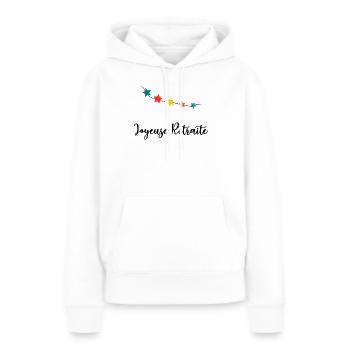 RETRAITE. RETRAITE. RETRAITEE. RETRAITE - Sweat à capuche Premium bio Femme - blanc - Devant - Julia (174cm)