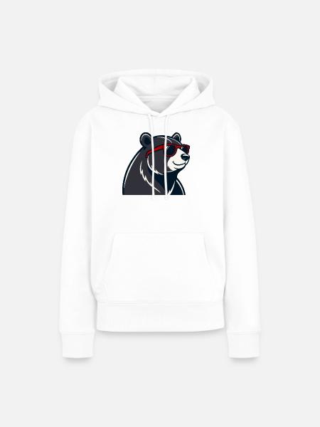Bear Red Glasses Cartoon - Frauen Premium Bio Hoodie - Weiß