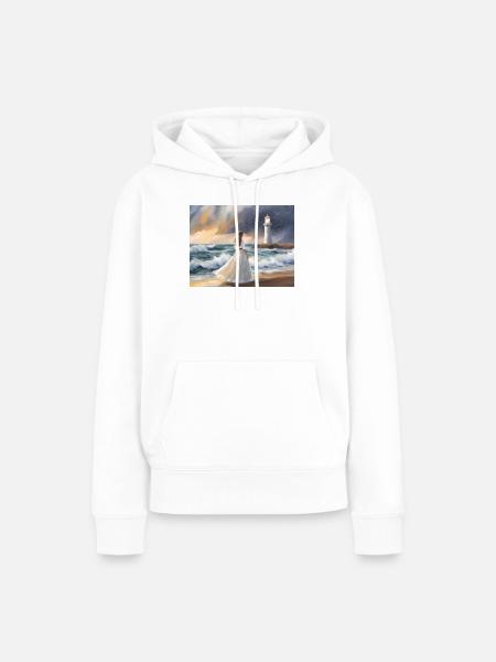 Die Frau und der Leuchtturm - Frauen Premium Bio Hoodie - Weiß