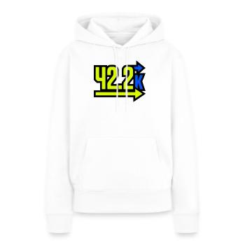 Fier arrivant au marathon 42,2 km - Sweat à capuche Premium bio Femme - blanc - Devant - Julia (174cm)