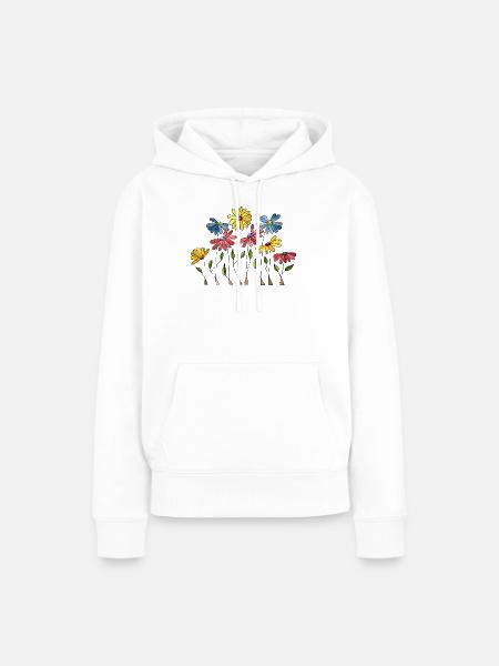 Blumen - Frauen Premium Bio Hoodie - Weiß