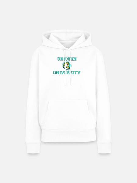 Unicorn Universität - Frauen Premium Bio Hoodie - Weiß