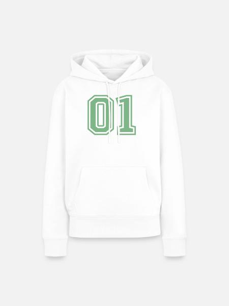 01_eins_nummer - Frauen Premium Bio Hoodie - Weiß
