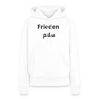 Frieden und Salam - Arabische Kalligrafie - Frauen Premium Bio Hoodie - Weiß - Vorne - Julia (174cm)