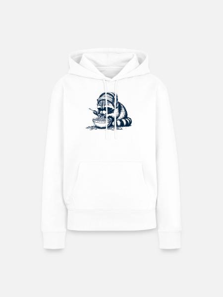Spaghetti Waschbär - Frauen Premium Bio Hoodie - Weiß
