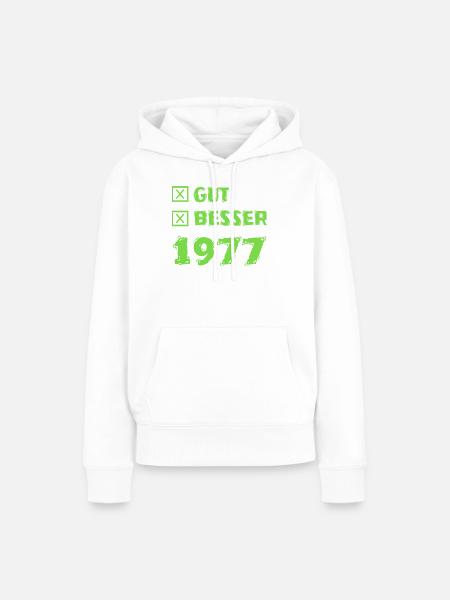 1977 - Frauen Premium Bio Hoodie - Weiß