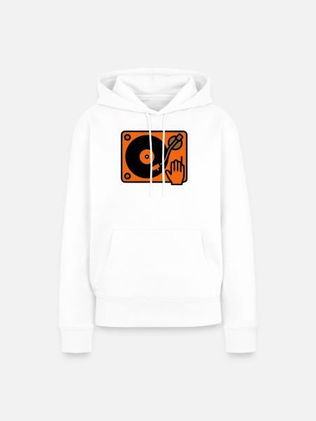 DJ Plattenspieler Hand Scratching - Frauen Premium Bio Hoodie - Weiß