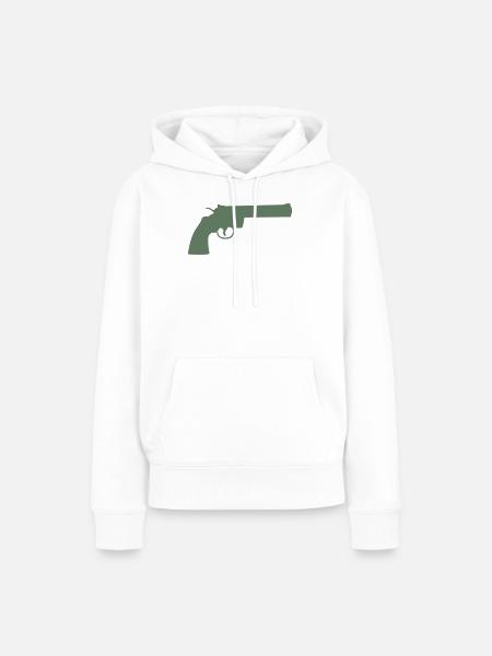 Grüne Revolver-Silhouette - Frauen Premium Bio Hoodie - Weiß