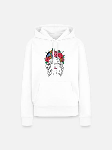 Boho Blumenfrau - Frauen Premium Bio Hoodie - Weiß