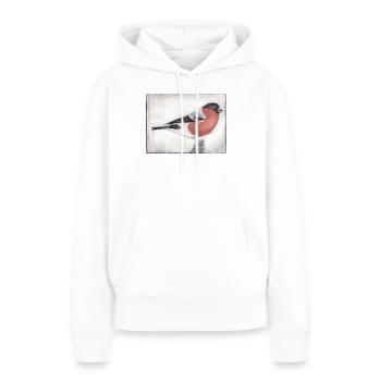 Oiseau coloré de façon colorée - gabarit imprimé sculpté à la main - Sweat à capuche Premium bio Femme - blanc - Devant - Julia (174cm)