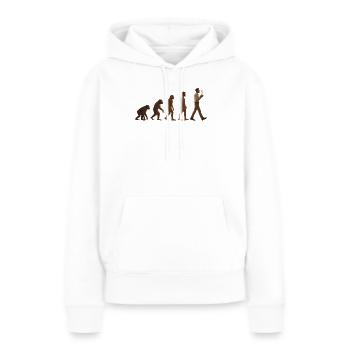 Parcours évolutif : Du singe à l’homme buveur de café - Sweat à capuche Premium bio Femme - blanc - Devant - Julia (174cm)