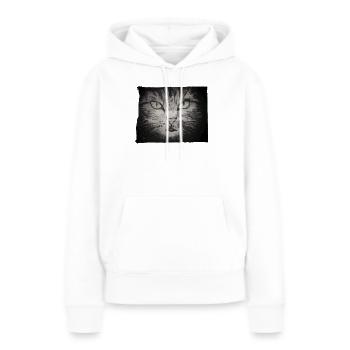 Cat Black - Gravé à la main imprimable - Sweat à capuche Premium bio Femme - blanc - Devant - Julia (174cm)