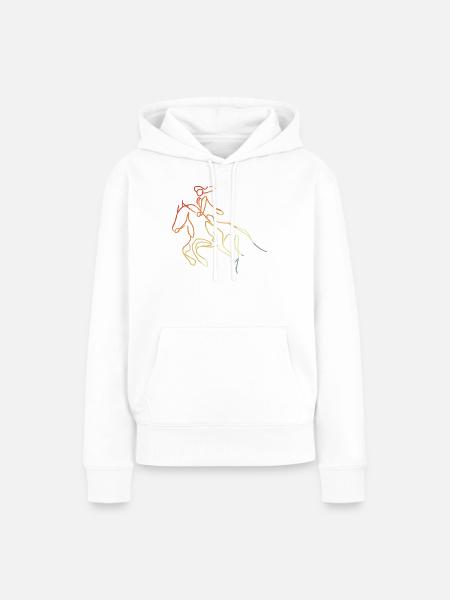Reiter Mädchen Skizze - Frauen Premium Bio Hoodie - Weiß