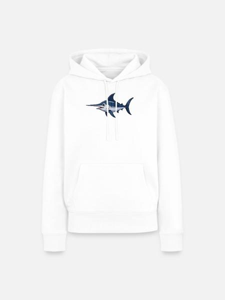 Marlin im Blau – Vektor - Frauen Premium Bio Hoodie - Weiß
