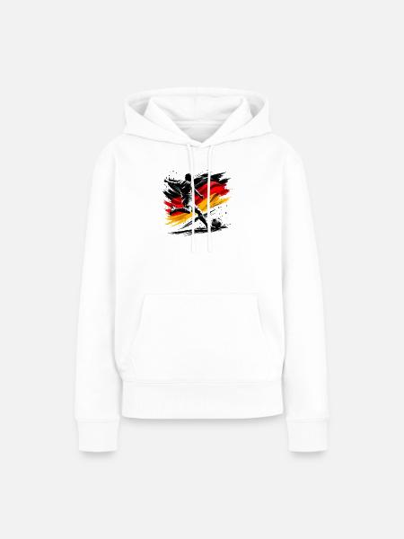 Kicker mit Deutschlandflagge - Frauen Premium Bio Hoodie - Weiß