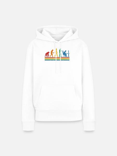 Regenbogen-Evolution im Büro - Frauen Premium Bio Hoodie - Weiß