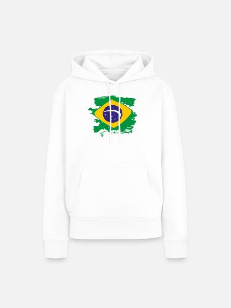 Brasilien Flagge - Frauen Premium Bio Hoodie - Weiß